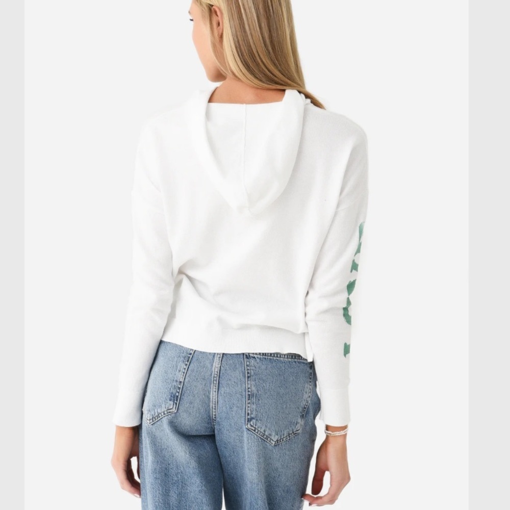J Society White Hoodie with Green Details woman’s medium - Picture 3 of 9